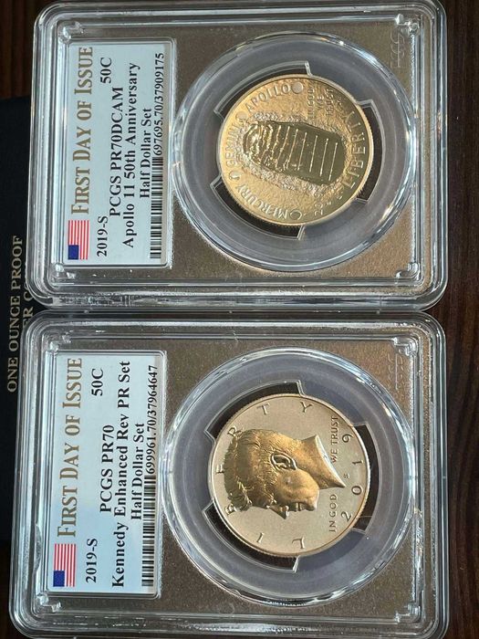 Lot monede America - 2019 Apollo II 50 / 2008 Silver Eagle