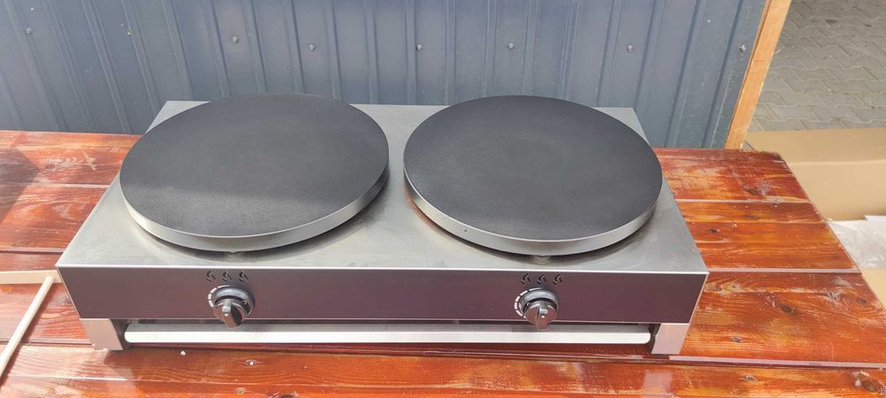 Crepiera dubla pe gaz 40 cm GPL Plita Clatite Uriase Fonta NOUA