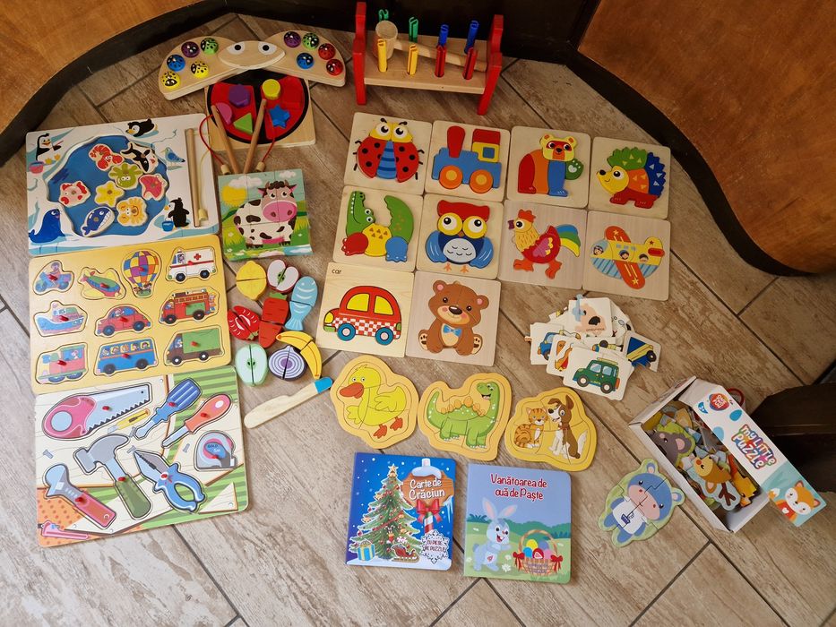 Pachet jucarii puzzle lemn (peste 20 de seturi complete)