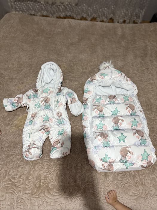 Зимний кокон-комбинезон для новорождённых