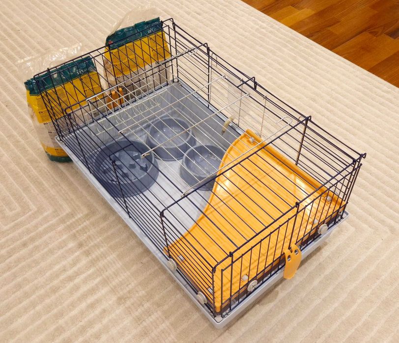 Cușcă pentru rozătoare mici + 2 saci așternut igienic 10l