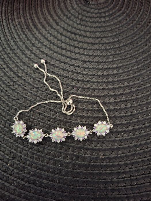 Bratara reglabila opal placta cu argint rodiat