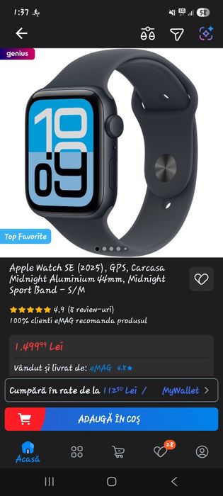 Appple SE 3. 44mm Midnight 2025