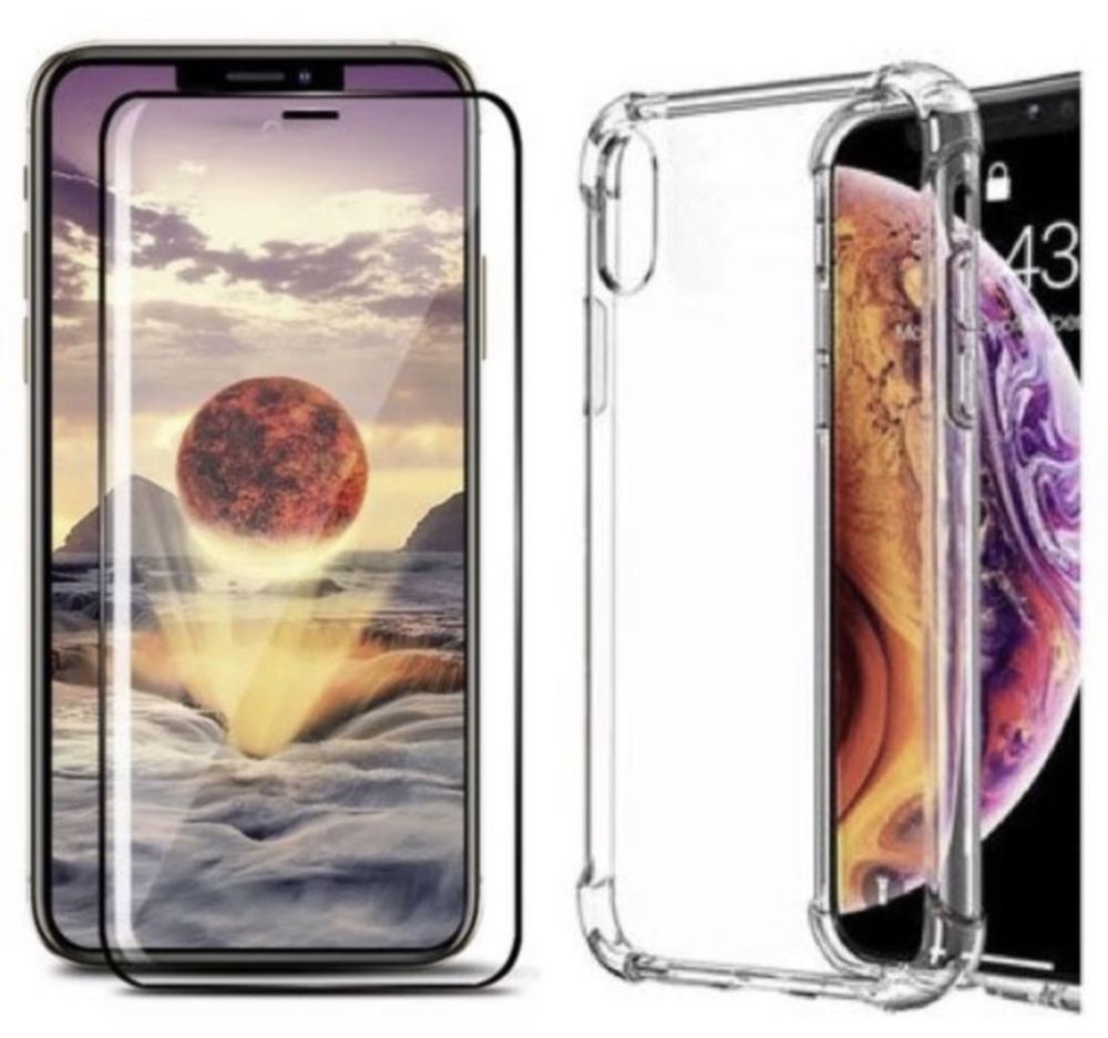 Husa TPU Case + Folie Sticla Full 22D Neagra - Iphone XR XS