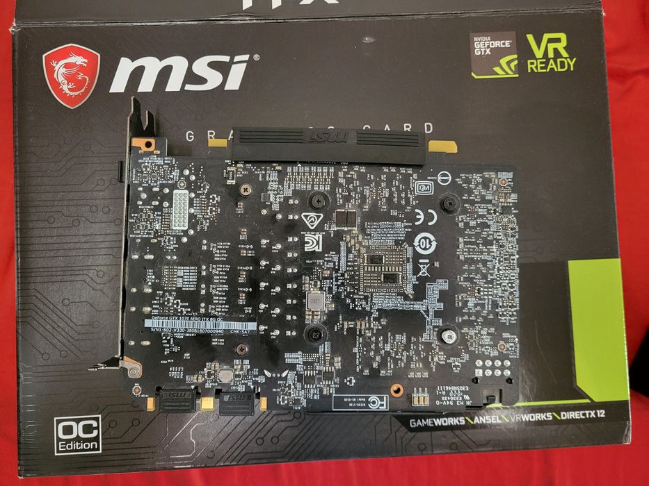 Vând placă video gaming MSI nvidia Geforce Gtx 1070 Aero 8GB