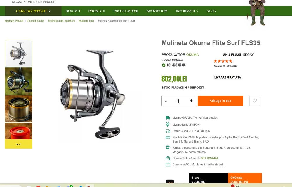 Lanseta feeder Team Feeder by Dome 430LC 4.30m + Mulineta Okuma Flite