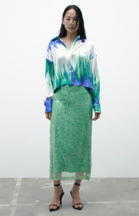 Camasa satin tie dye Zara