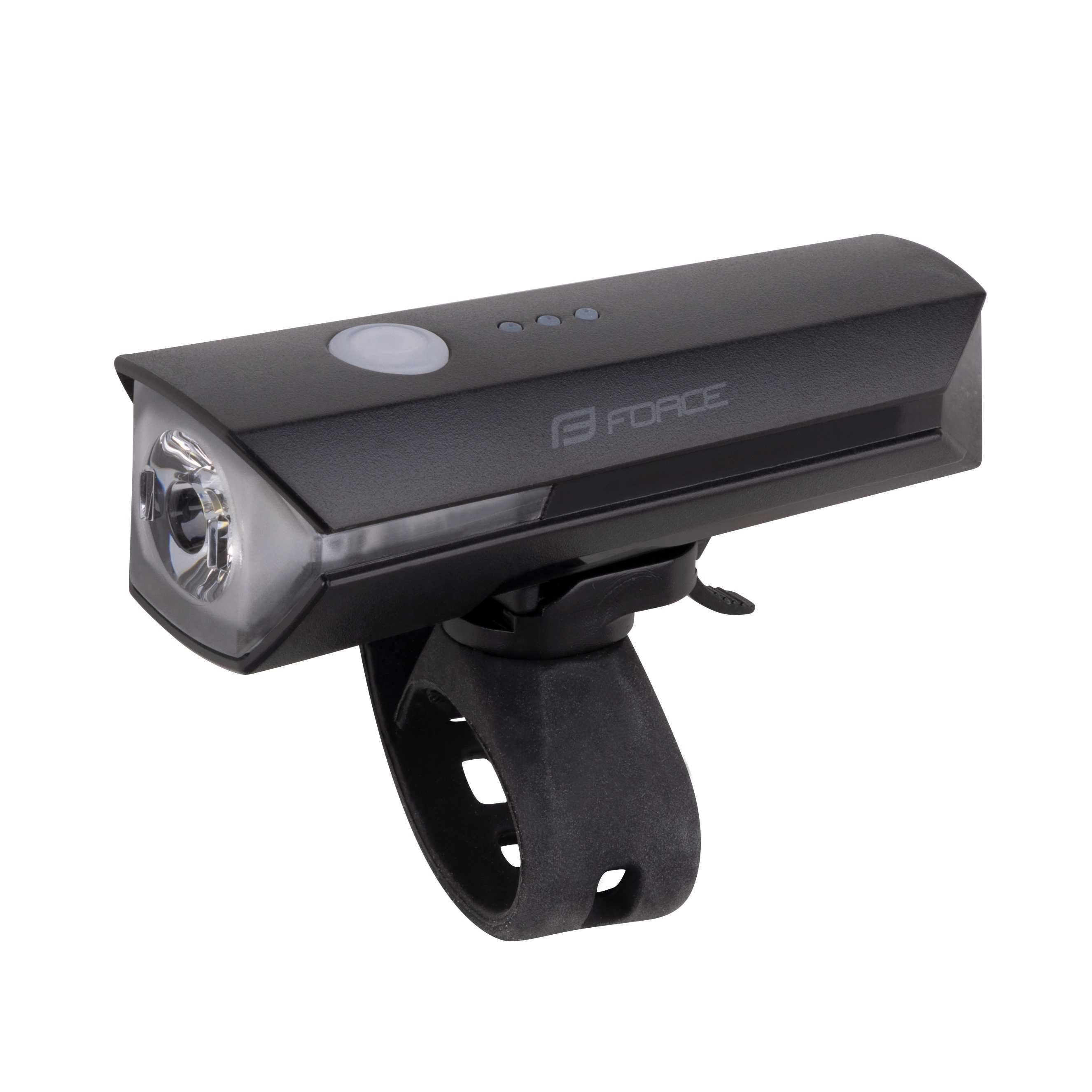 Предна LED светлина за велосипед FORCE FLEX 550LM USB, Фар, Черна