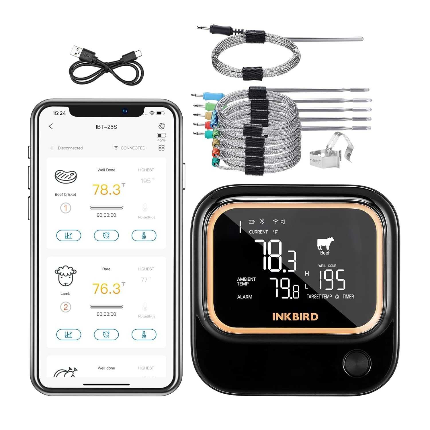 WiFi & Bluetooth  Термометър за месо