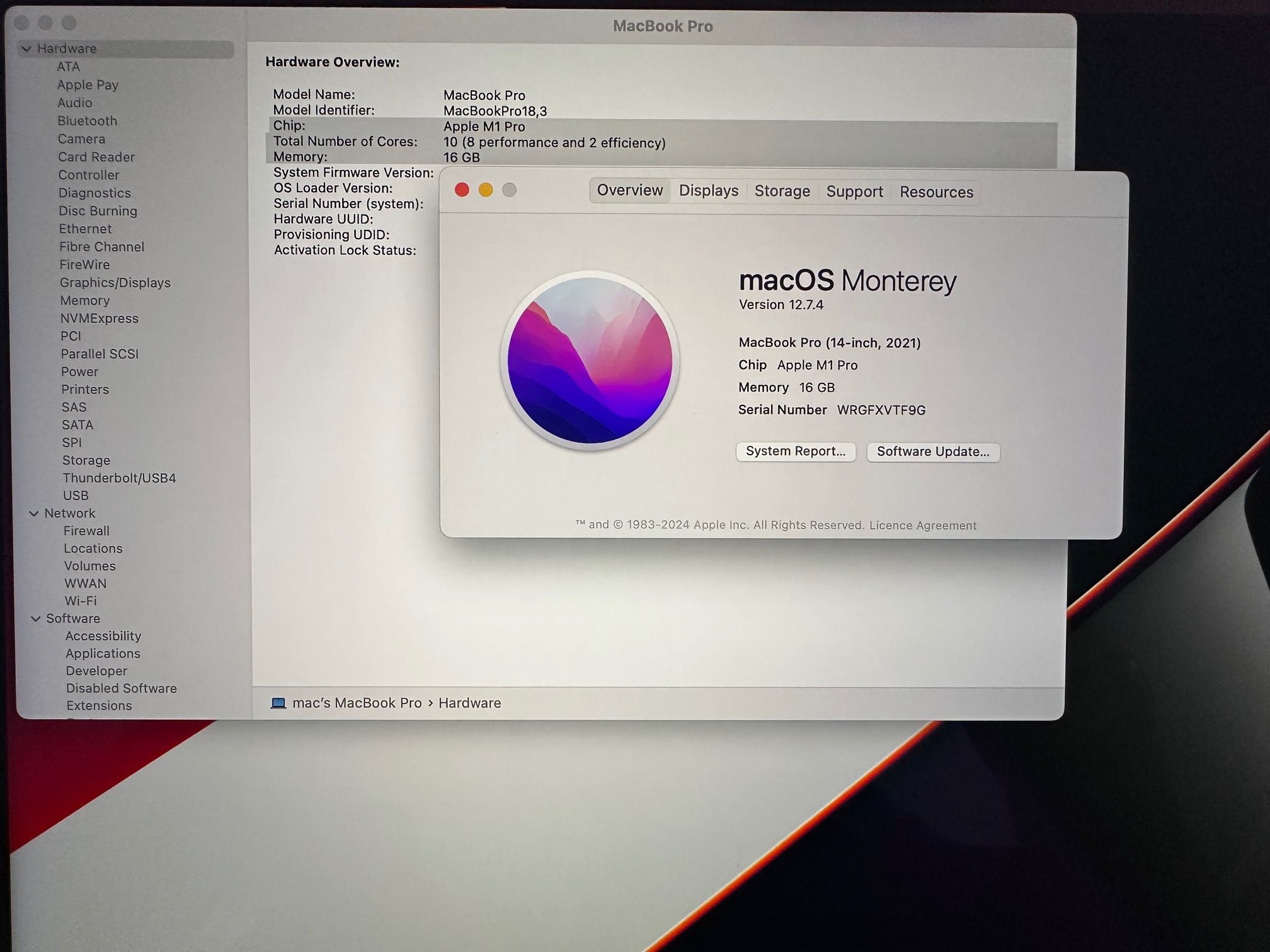 MacBook Pro 14" M1 Pro 10-Core CPU, 16-Core GPU, 16GB RAM, 1TB SSD