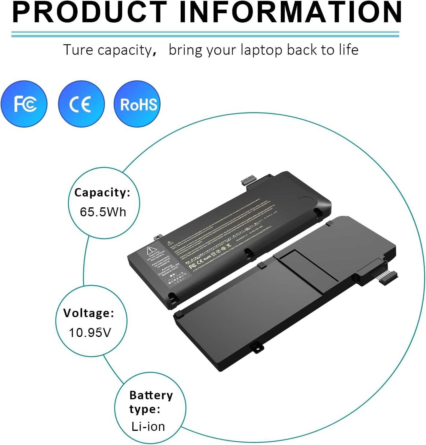 Батерия за лаптоп HJTPOWER A1322 A1278 MacBook Pro 13"-10.95V 65.5Wh