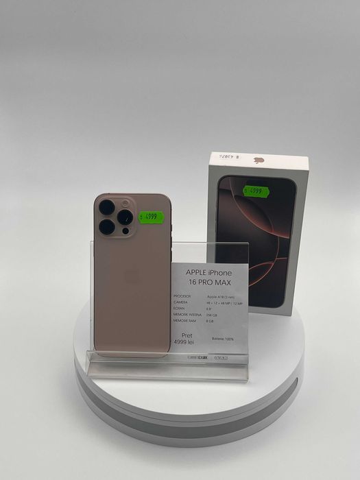 Garantie 24 luni CashBox Iphone 16 PRO MAX 256GB baterie 100% 129cc