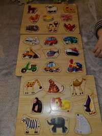 Set puzzle lemn copii complete 3 bucăți