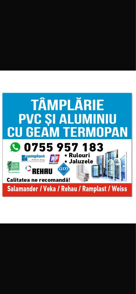 Montaj Usi/Ferestre Pvc/Geam termopan/Rulouri