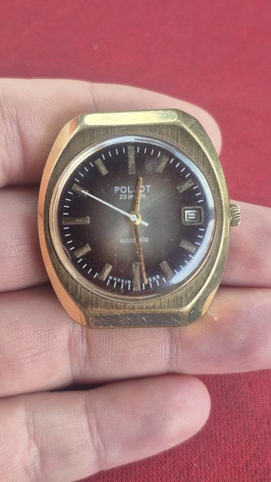 Часы мужские POLJOT 17 jewels позолоченные AU10 СССР. Часы на ходу,