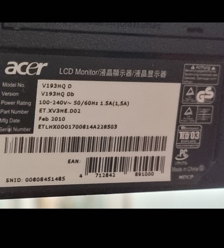 ЖК-монитор 18,5" Acer V193H,QDb