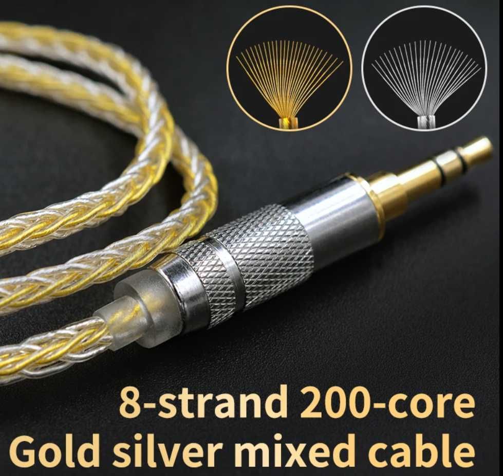 Новый запечатанный 8жил Gold Silver Mixed кабель для наушников KZ и др