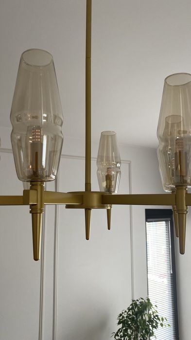 Vand lustra/candelabru Lita Maytoni, auriu mat, sticla chihlimbar, bec