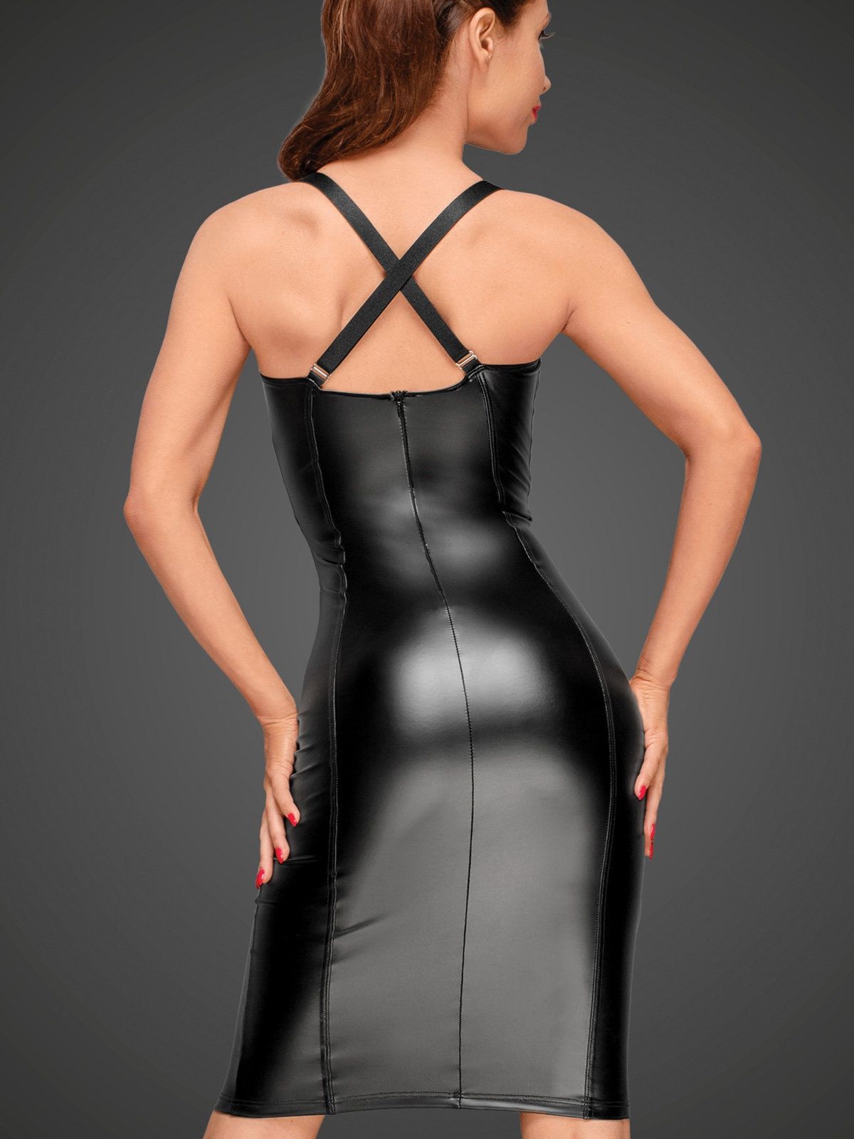 Sexy black dress de piele marime M