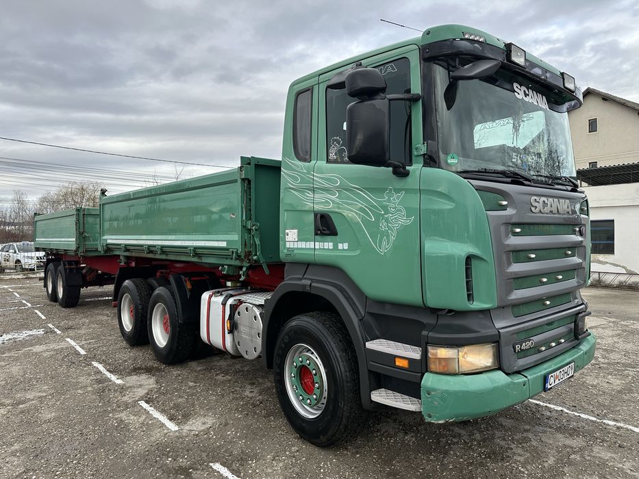 Scania R420 6x4 cu remorca tadem
