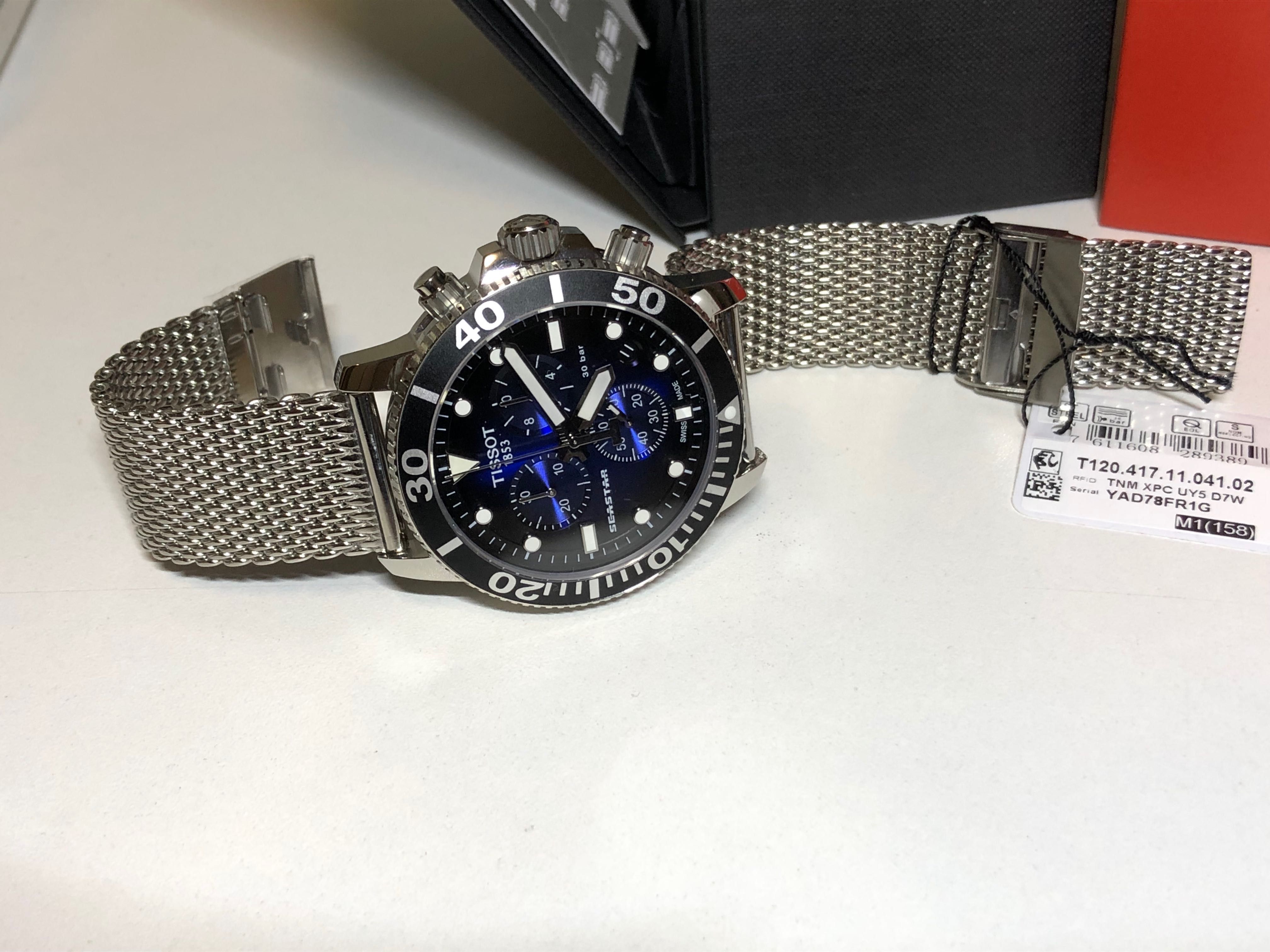 Ceas Tissot Seastar 1000 Chronograph Gradient Bleu , Bratara tip Plasa