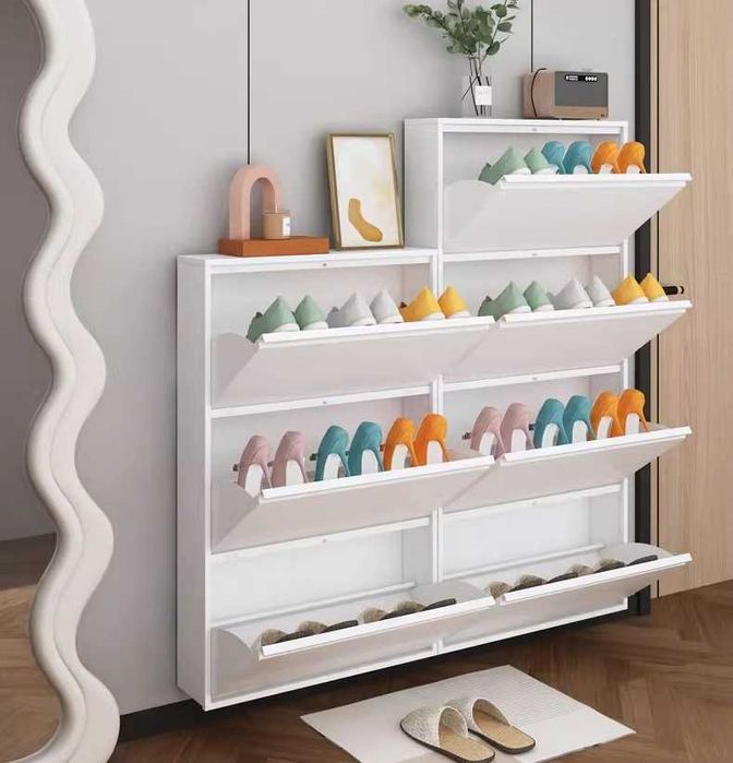 Настенный обувной шкаф для прихожей/ очень тонкий но вместительный