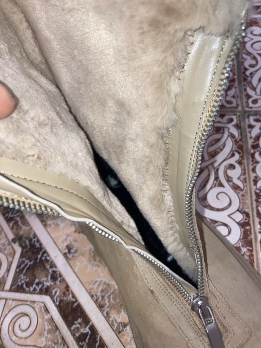 Боти Zara над глезена естествена обърната кожа