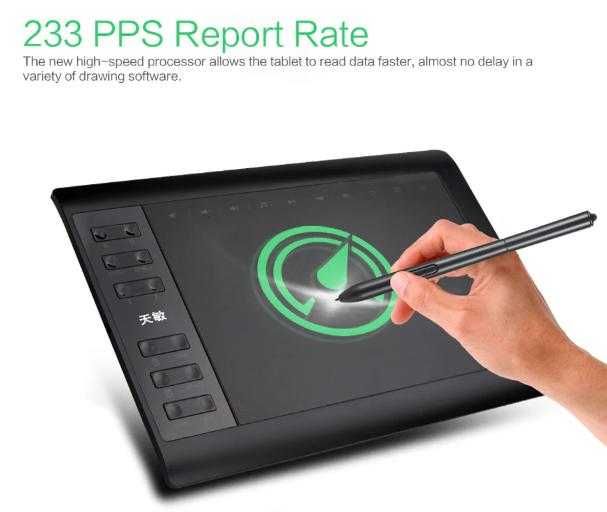 36см 10" Графичен Таблет за Рисуване 8192 Нива 233PPS 5080LPI FULL HD