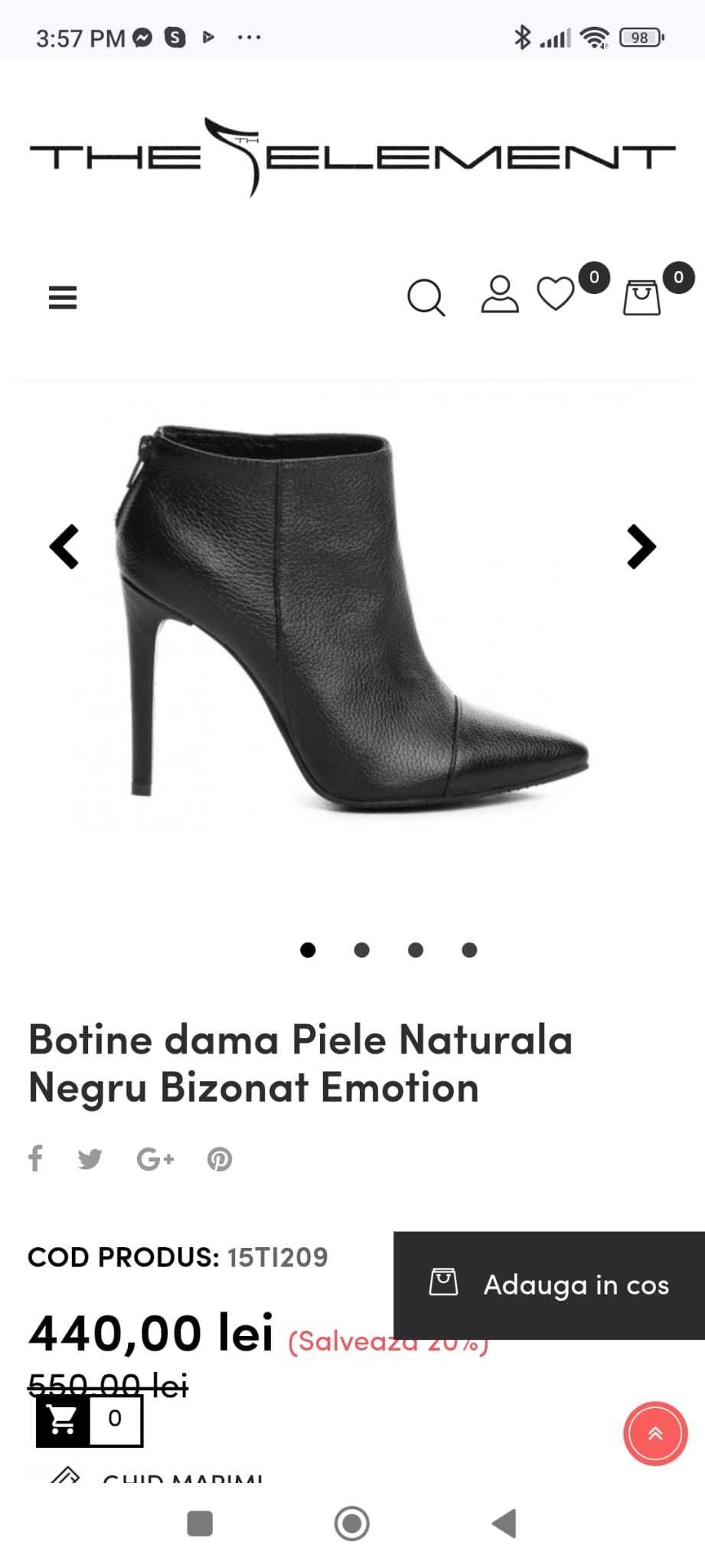 The 5th Element botine din piele naturala, cu toc