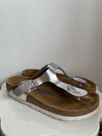 Birkenstock Gizeh argintiu piele 37 wide