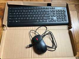 Set nou mouse + tastatura Lenovo cu fir