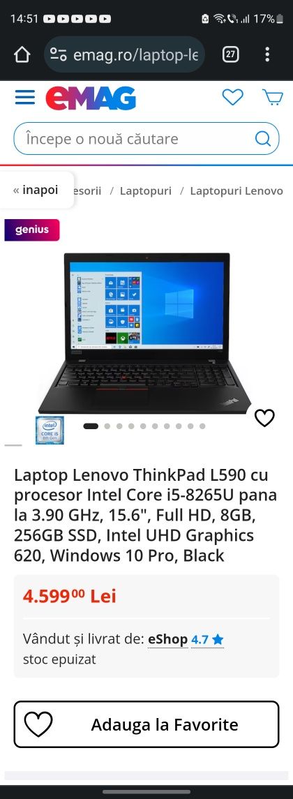 Lenovo thinkpad L590 i5 16gb ram Intel 620 uhd