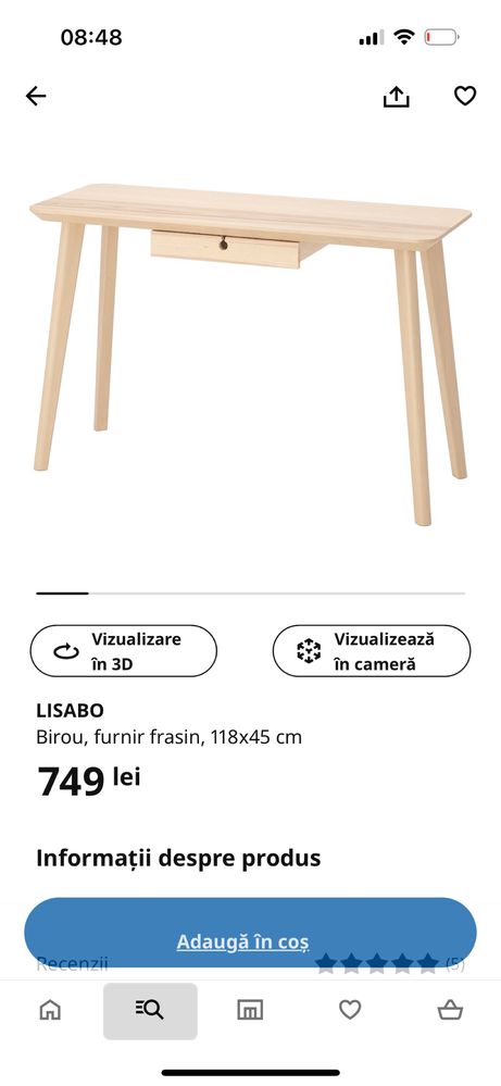 Birou Ikea Lisabo & scaun birou Langfjall