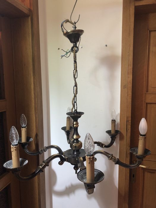 Candelabru,lustra,lampa de tavan franceza din bronz masiv,6 brate
