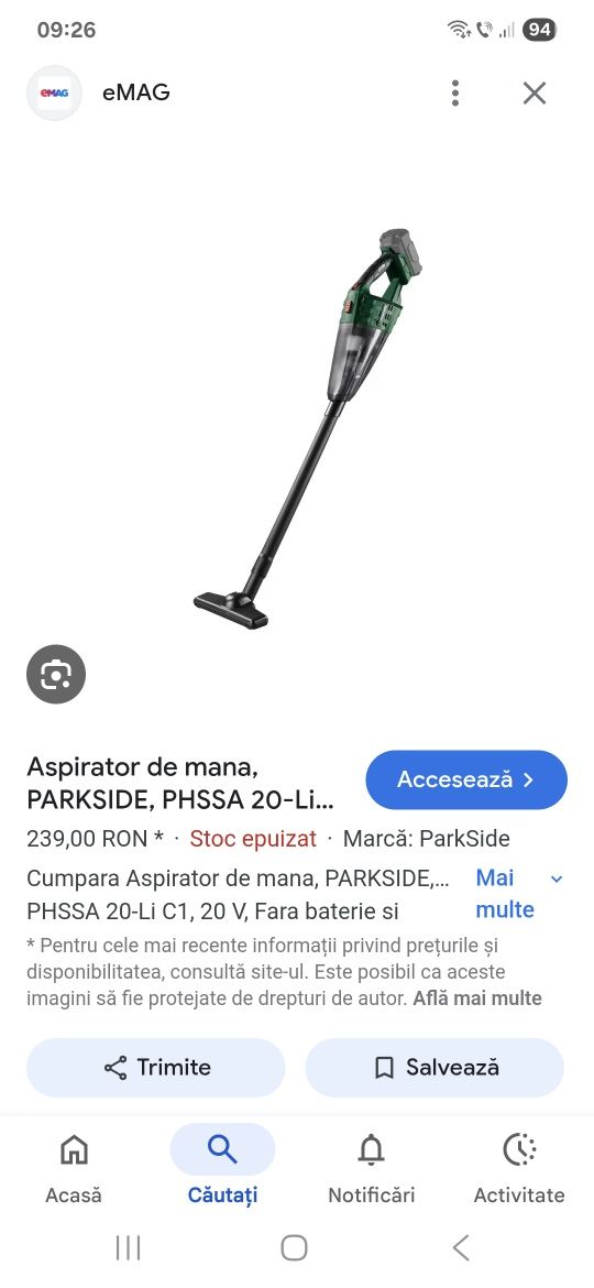 Vand aspirator parkside fara fir