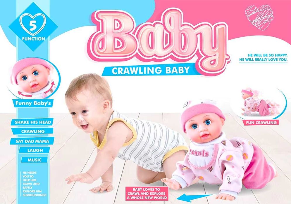 Пълзящо бебе кукла