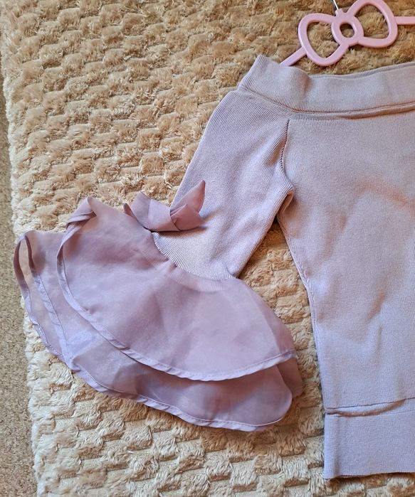 Bluza ocazie mov cu volane material garofita marime M