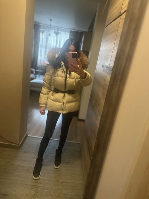 Зимно яке с пълнеж гъши пух яка от лисица намалено