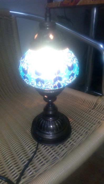 Стара витражна лампа месинг