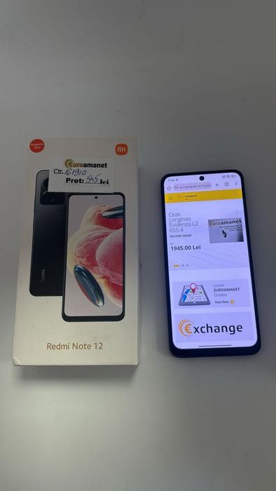Telefon mobil Xiaomi Redmi Note 12, 4GB RAM, 64GB, 4G, Onyx Gray -A-