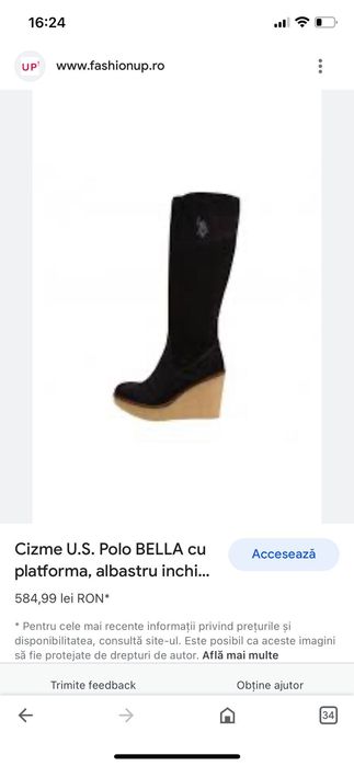 Cizme U.S. Polo BELLA cu platforma negre.