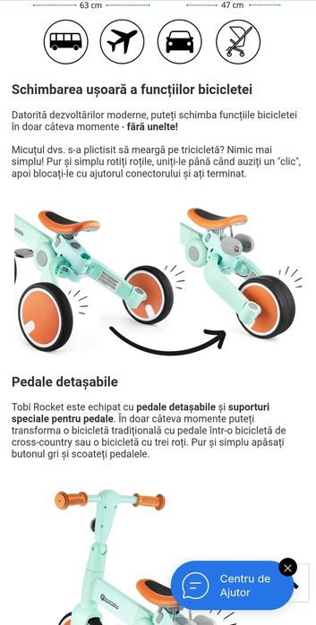 Tobi ROCKET - Tricicletă cu împingător - 5 în 1 de la HyperMotion