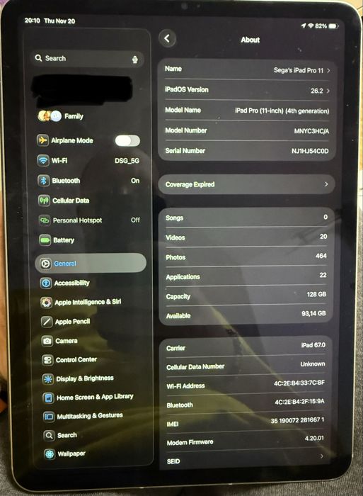 iPad Pro 11 4th gen M2 128Gb cellular impecabila