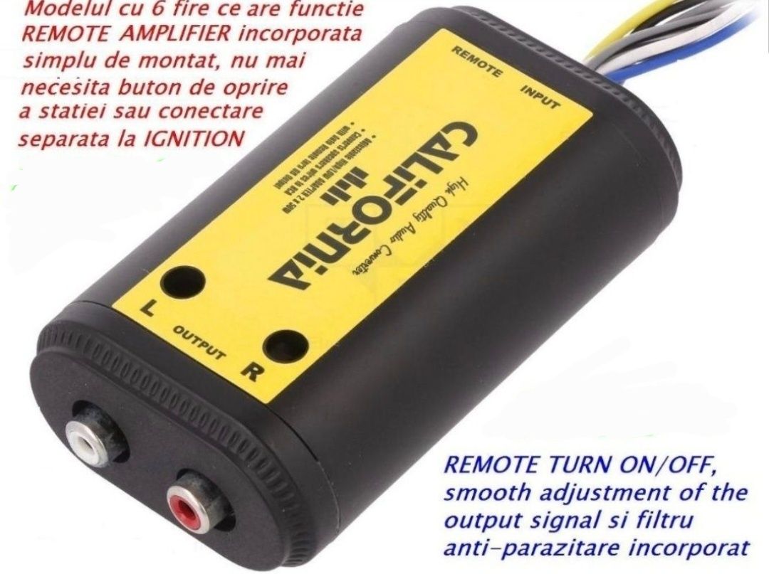 Adaptor hi to low cu remote automat convertor nivel semnale audio auto