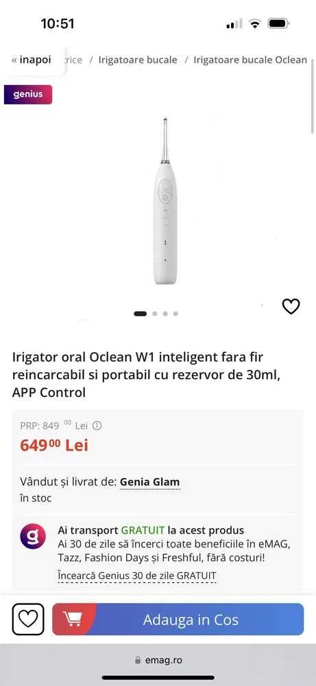 irigator bucal oclean w1 NOU