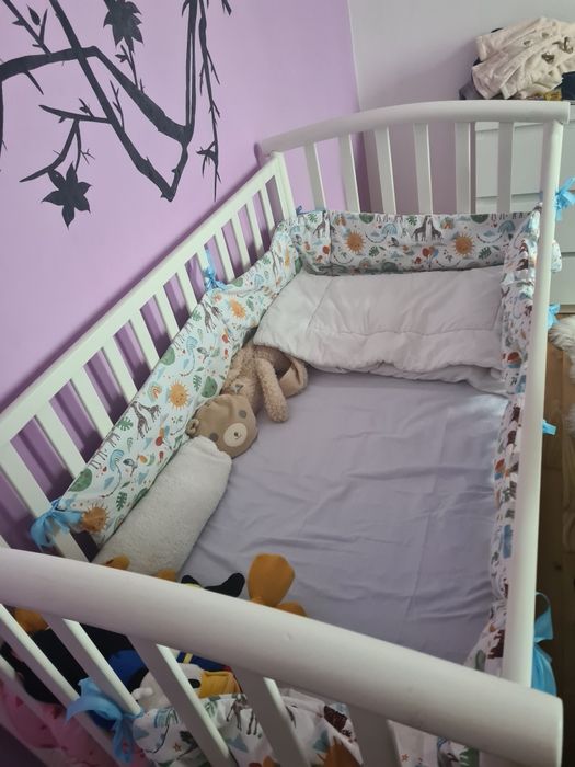 Patut bebe alb  cu sertar+ Saltea