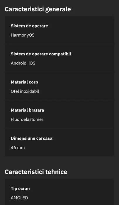 HUAWEI Watch GT 5 46mm, Nou, Sigilat, Cu Garanție