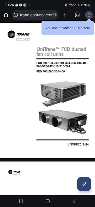 Ventiloconvectoare TRANE NOI FCD512 FCD306