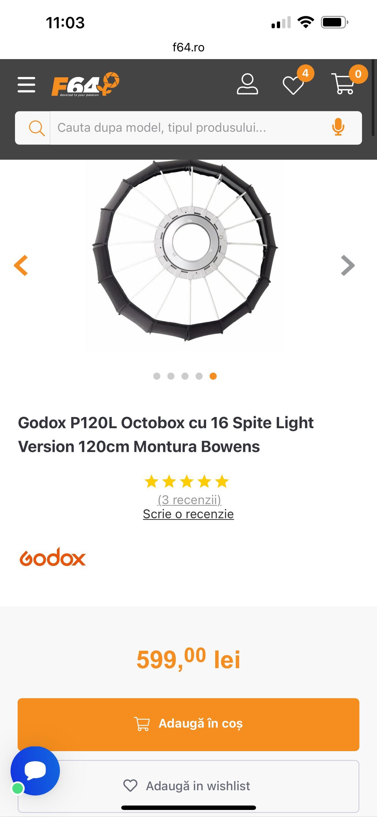 Godox P120L Octobox cu 16 Spite Light 120cm Montura Bowens  softbox