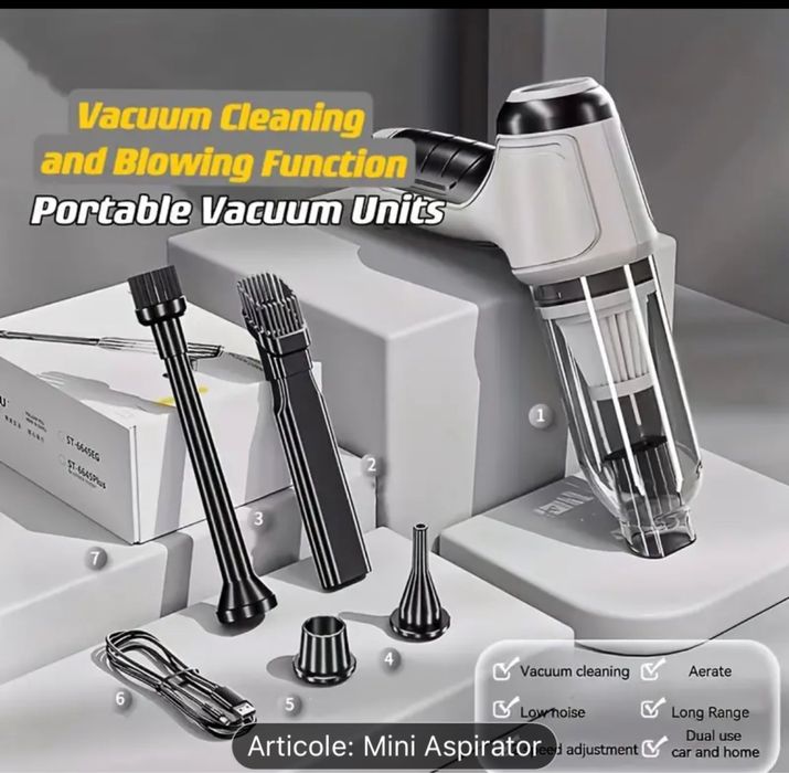 Aspirator auto vacuum  Wireless pe baterie 2 in 1 pompa saltea